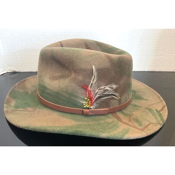 dorfman pacific 100% wool felt indiana jones  hat camouflage design size XL(8) - Picture 9 of 11
